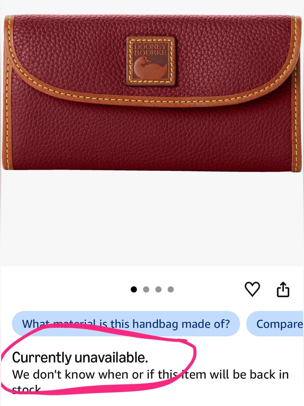 Dooney & Bourke Wine Red w Brown Trim Pebbled Leather Continental Wallet NIB 🏷️ - Picture 10 of 10